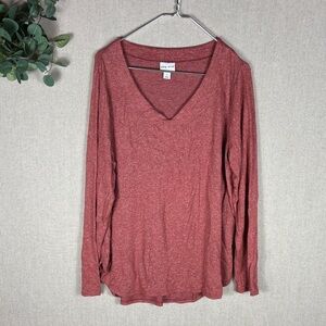 Ava & Viv > Burnt Orange V Neck Long Sleeve Top X